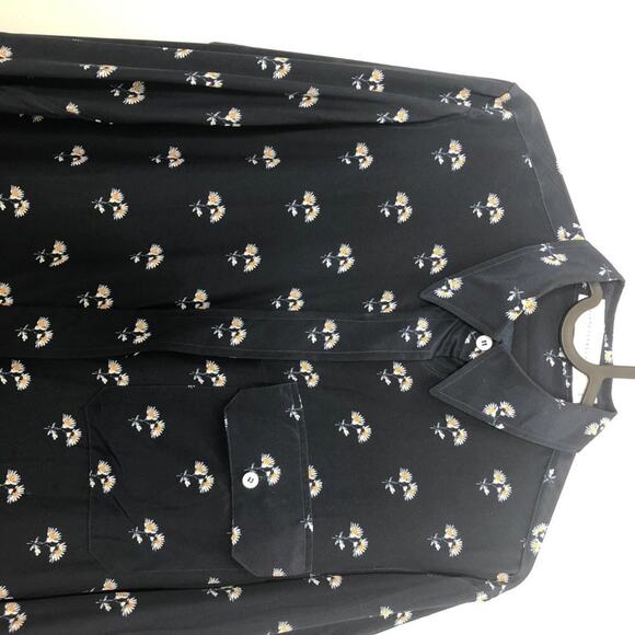Victoria Beckham Silk Daisy Print Shirt Navy 6 - Picture 4 of 16